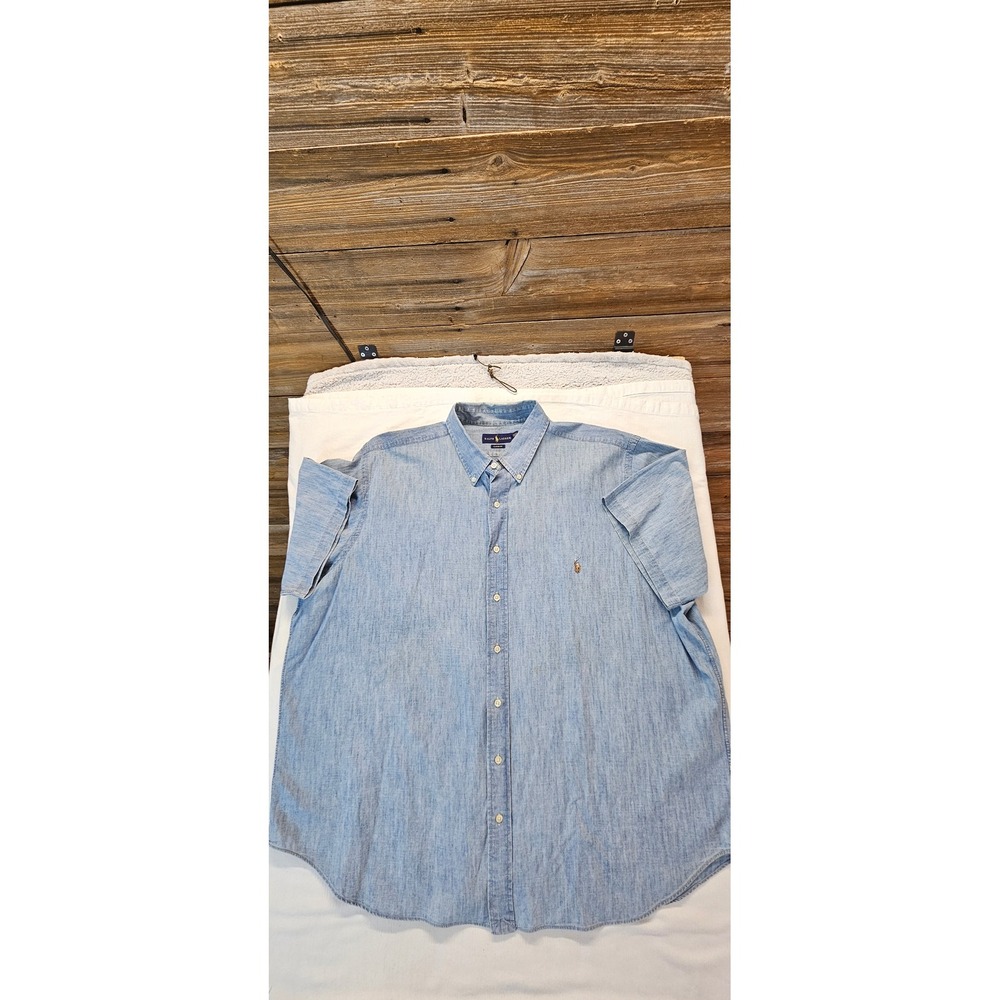 Polo Ralph Lauren Mens 2XB Classic Fit Chambray Short Sleeve Button Down Shirt